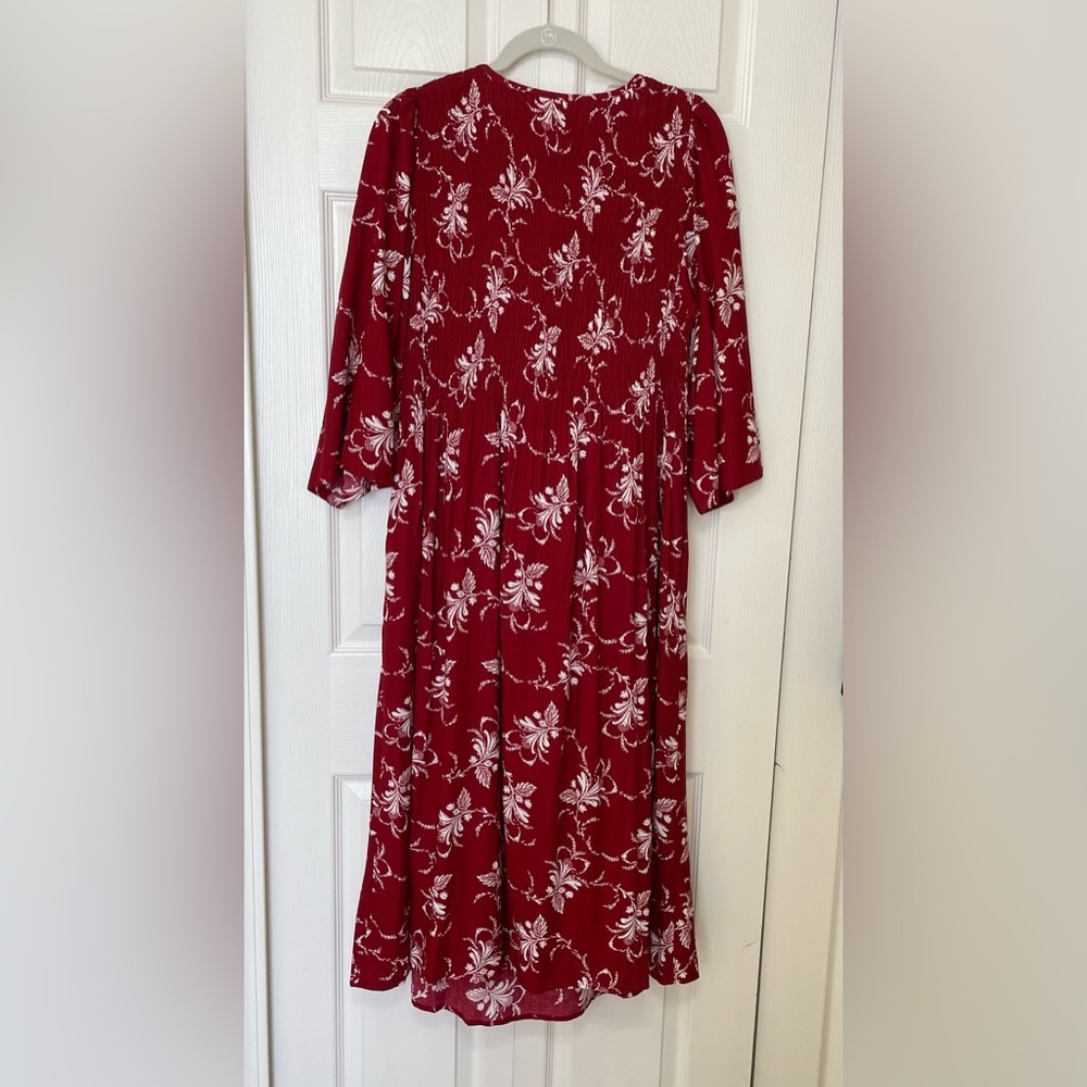 NWOT Croft & Barrow Red A-line Maxi Dress with 3/4 Dolman Sleeves with pockets